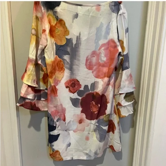 NWT Noracora boho dress blue yellow dusty rose - Picture 3 of 4